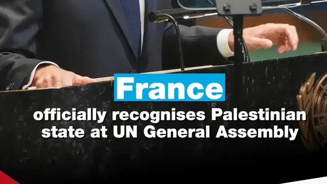 'Video thumbnail for France officially recognises Palestinian state at UN General Assembly'