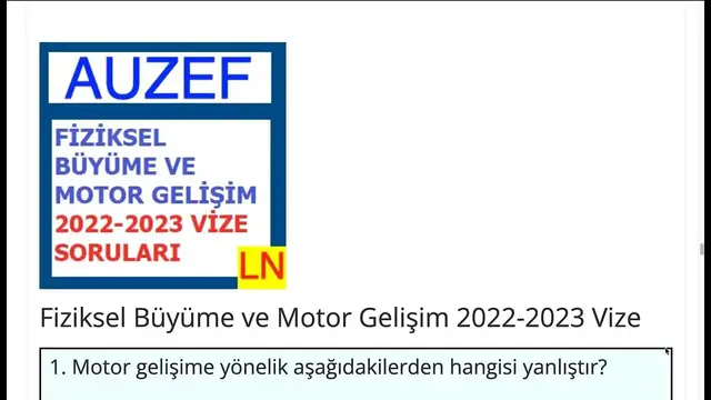 Video thumbnail for Fiziksel Büyüme ve Motor Gelişim 2022 Vize Soruları