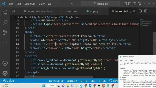 Video thumbnail for jsPDF Tutorial to Add Image Captured by Webcam Using Base64 URL in PDF Document Using Javascript