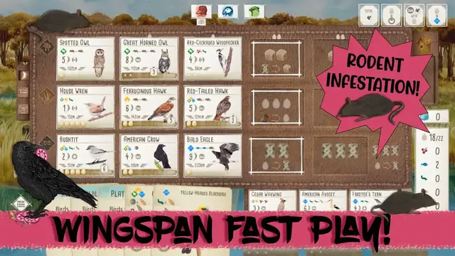 'Video thumbnail for Wingspan Board Game | STEAM FAST PLAY: Rodent Infestation! | 100+ Score - Episode 1'
