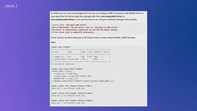 Video thumbnail for Java JDBC Connection with MySQL Driver in VS Code + Troubleshooting