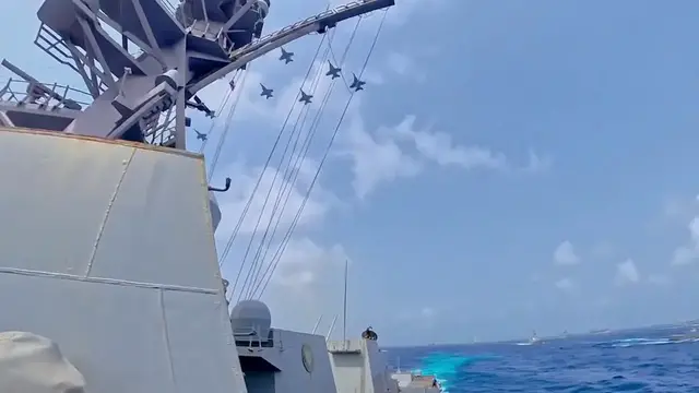 Video thumbnail for D.C.: U.S. launches 3rd round of strikes on Iran after ship attack in Strait of Hormuz.