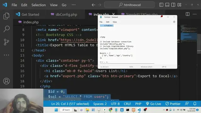 Video thumbnail for PHP 7 SimpleXLSXGen Script to Export HTML Table Data to Excel File and Download it in Browser