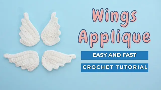 Video thumbnail for How to crochet Angel Wings - Wings applique crochet pattern