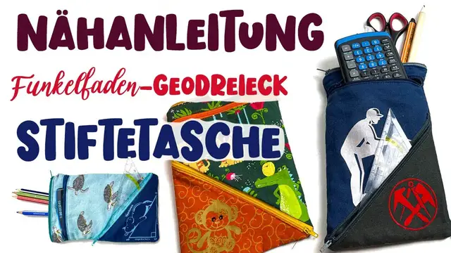 Video thumbnail for Nähanleitung Stiftetasche mit Platz für Geodreieck / Freebook Federtasche nähen