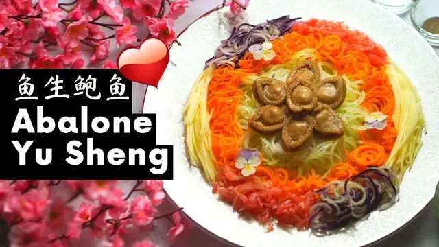 Video thumbnail for Abalone Yu Sheng and Auspicious Chinese Phrases For Lou Hei Chinese New Year | 富贵花开 鱼生鲍鱼