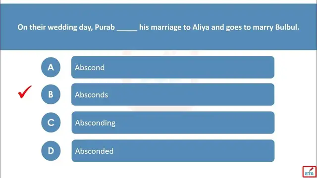 Video thumbnail for English Verb Tenses: Abscond, Absconds, Absconded, Absconding Quiz
