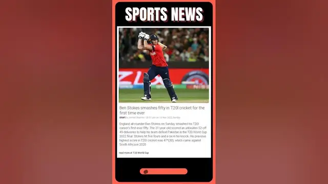 Video thumbnail for Sports News | Ben Stokes smashes fifty in T20I cricket for the first time ever! | #shorts #sports