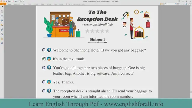 Video thumbnail for English Conversations in Hotels and Restaurants - To The Reception Desk