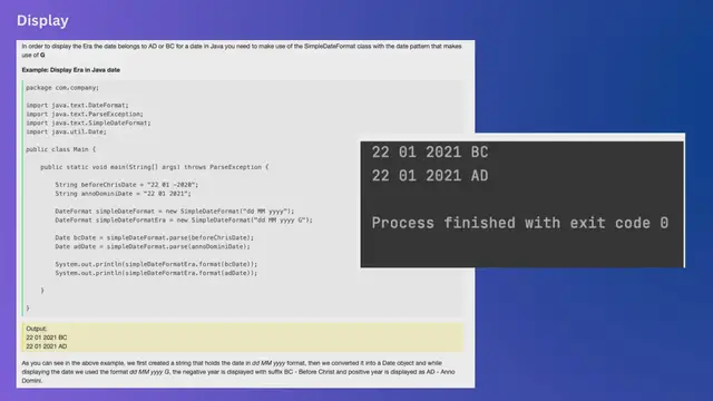Video thumbnail for Display Era details (AD BC) in Java Date using SimpleDateFormat