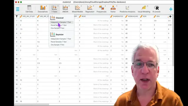 'Video thumbnail for Quickly comparing averages in JASP'