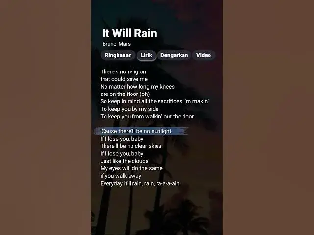 Video thumbnail for It Will Rain - Bruno Mars (Lyrics) #itwillrain #brunomars #lyrics