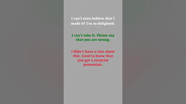 Video thumbnail for Different Ways of Expressing Surprise Part 2