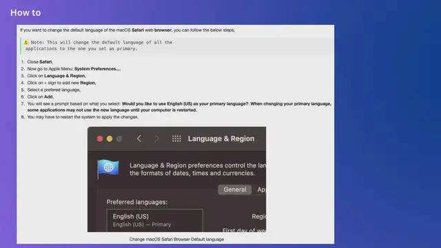 Video thumbnail for How to change macOS Safari default language