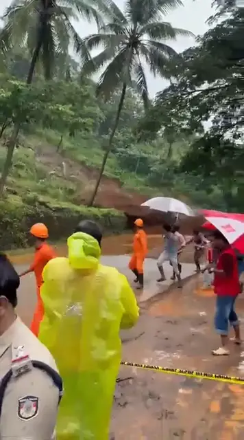 Video thumbnail for People flee as rain triggers landslide in India’s Kerala