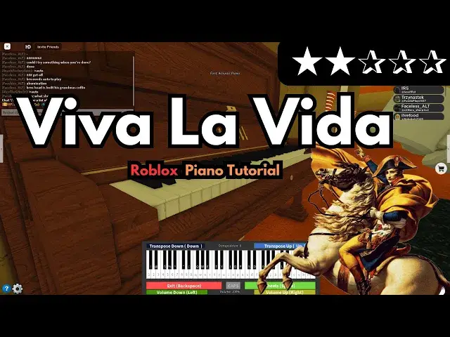 'Video thumbnail for Coldplay - Viva La Vida (EASY Roblox/Virtual Piano Tutorial)'