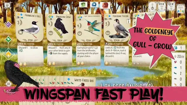 'Video thumbnail for Wingspan Board Game | STEAM FAST PLAY: The Goldeneyes of Gull/Crow | 100+ Score - Episode 6'