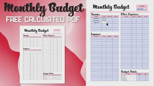Video thumbnail for Free monthly budget PDF