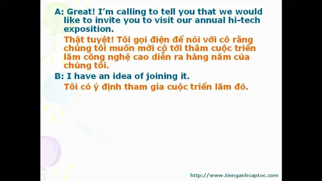 Video thumbnail for Tiếng Anh triển lãm, hội nghị bài 1-1