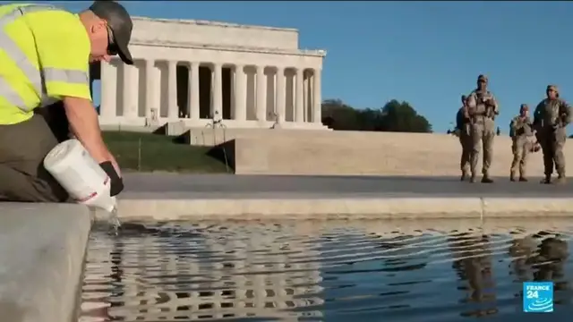 Video thumbnail for Paint from Trump renovation peels off Washington's Reflecting Pool
