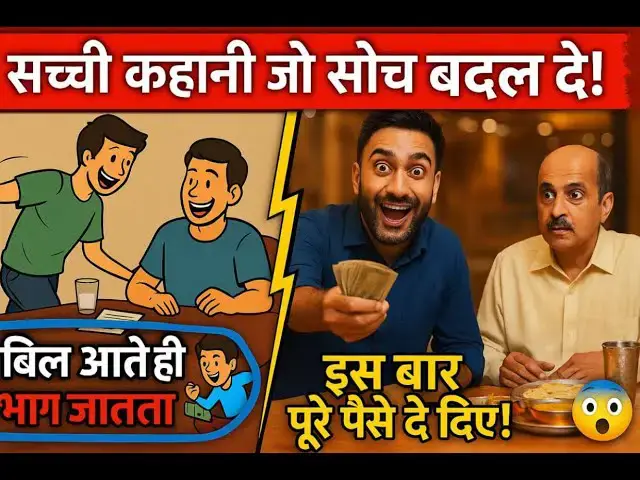 'Video thumbnail for सच्ची कहानी जिसने सोच बदल दी! | जो हमेशा बिल से भागता था उसने इस बार पूरे पैसे दिए 😱'