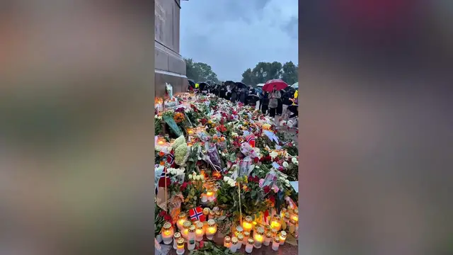 Video thumbnail for Norway: Norwegians mourn King Harald outside Oslo Royal Palace (2).
