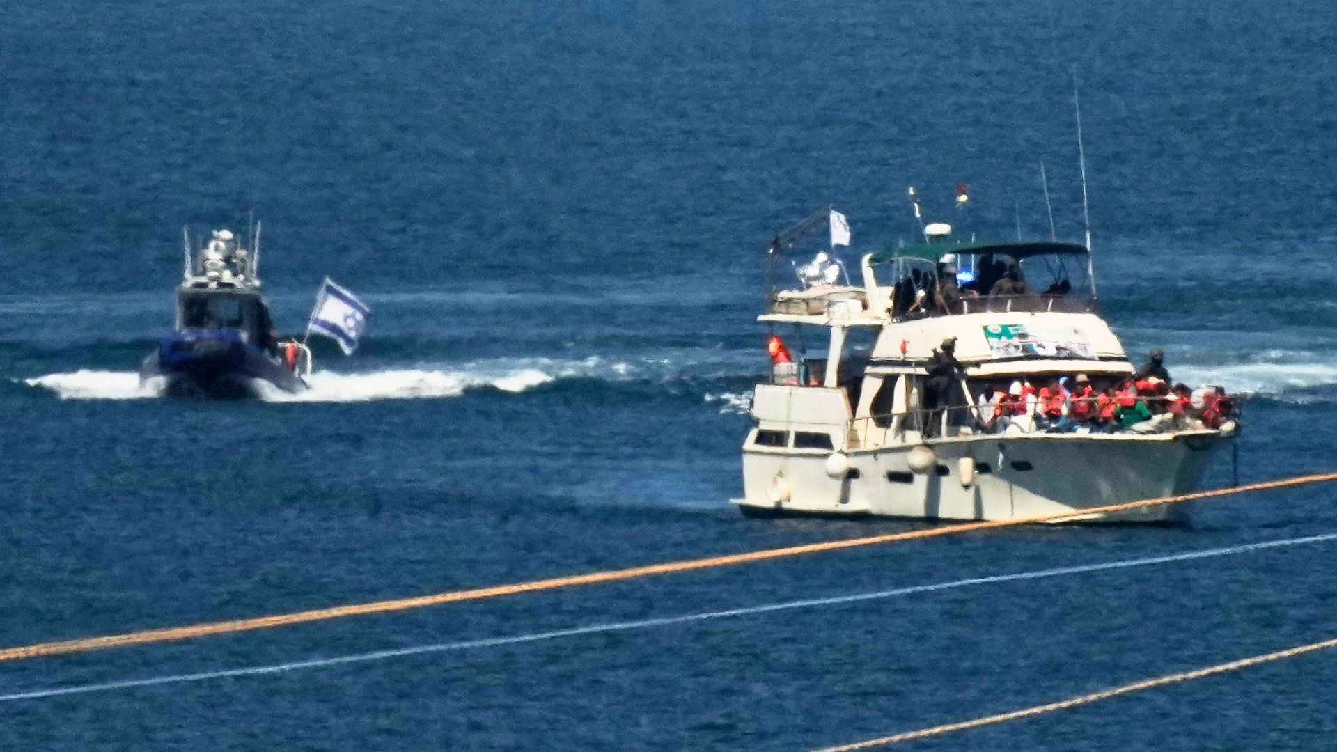 Video thumbnail for Israeli media report navy intercepts Gaza-bound flotilla near Cyprus