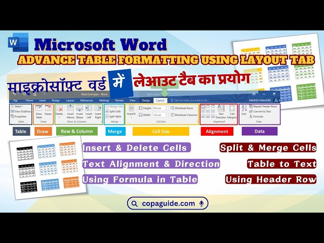 Video thumbnail for MS Word Table Formatting using Layout Tab Learn Split & Merge, Header Rows, Formula, Table to Text