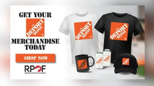 'Video thumbnail for Florida GOP pulls ‘Deportation Depot’ merchandise after Home Depot objects: Report'