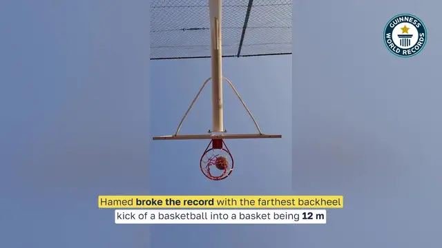 Video thumbnail for Farthest backheel kick of a basketball into a basket - 12 metres (39.37 ft) by Hamed Ali Al Shehhi