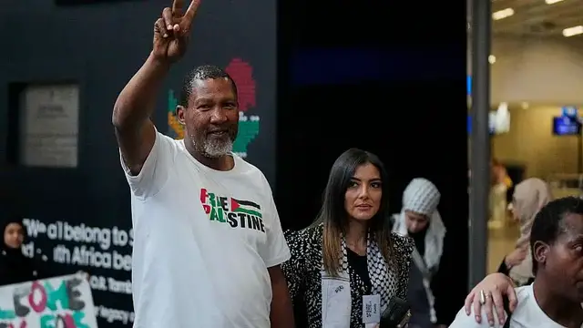 'Video thumbnail for Six South African activists on Gaza flotilla return home after detention in Israel'