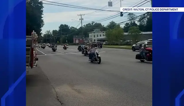 Video thumbnail for Hundreds ride through Wilton to honor Sept. 11 victims and first responders