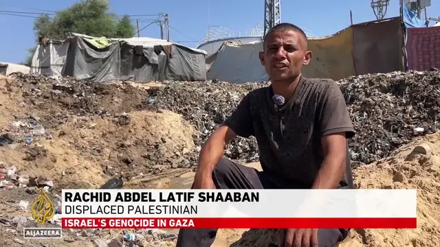 'Video thumbnail for Palestinian families displaced from Gaza City by Israeli assault forced to shelter on landfills'