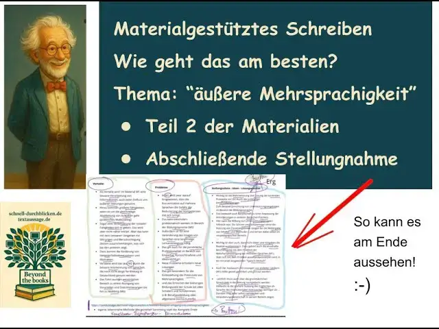 Video thumbnail for Video2: Schreibprodukt in einer "materialgestützten" Arbeit - Beispiel Auswertung "Mehrsprachigkeit"
