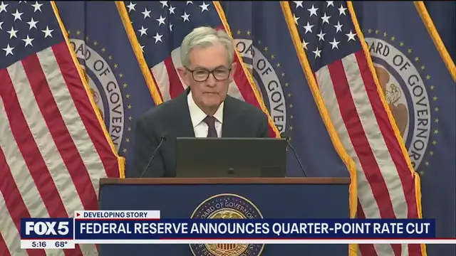 'Video thumbnail for Federal reserve announces quarter-point rate cut'