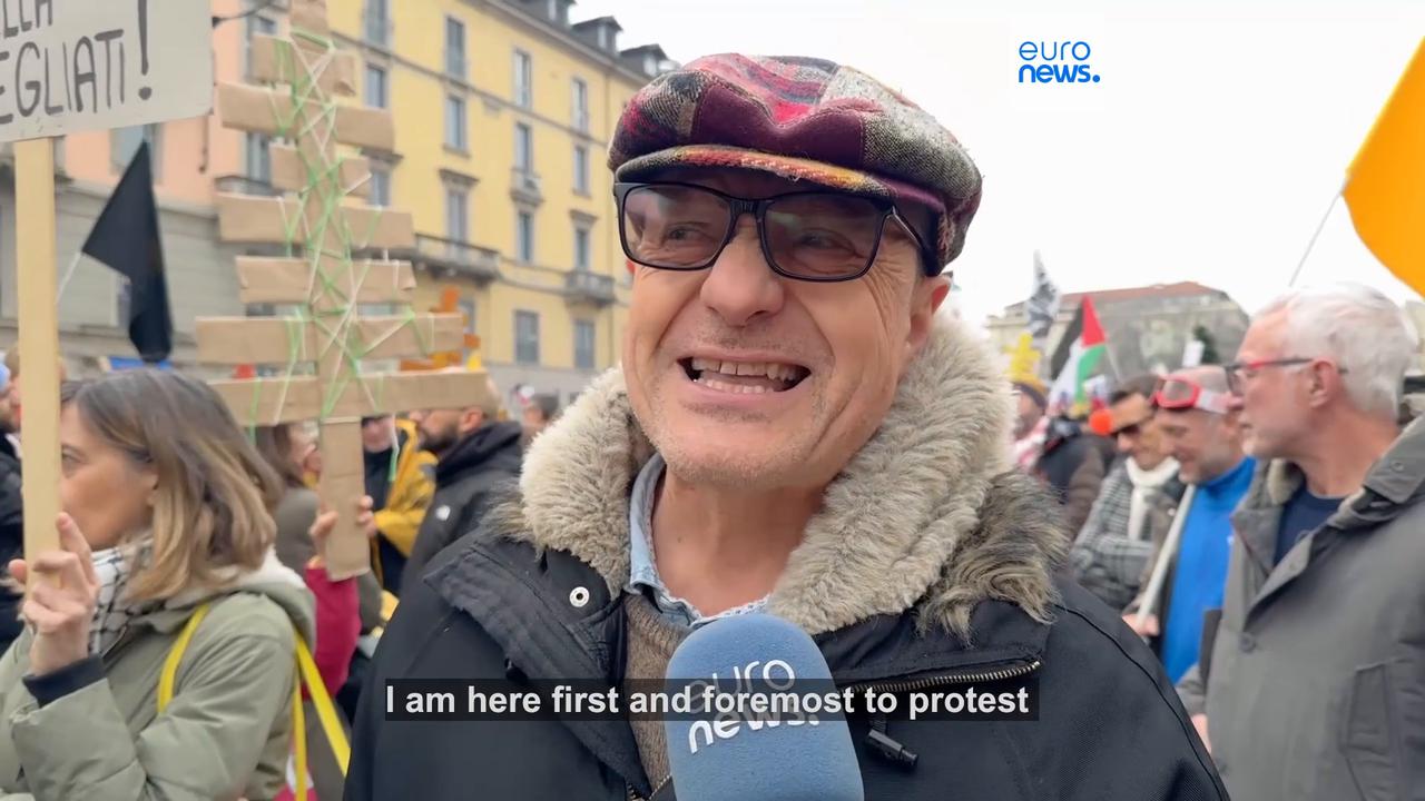 Video thumbnail for Milan protesters rally against environmentally and economically 'unsustainable' Winter Olympics