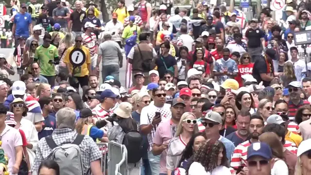 Video thumbnail for US: Fans turn out for US-Australia World Cup match in Seattle.