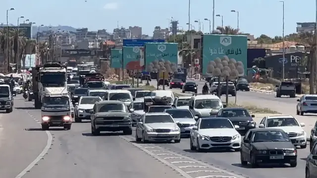 Video thumbnail for Lebanon: Traffic jams form as displaced residents flee southern Lebanon amid continued Israeli attacks (2).
