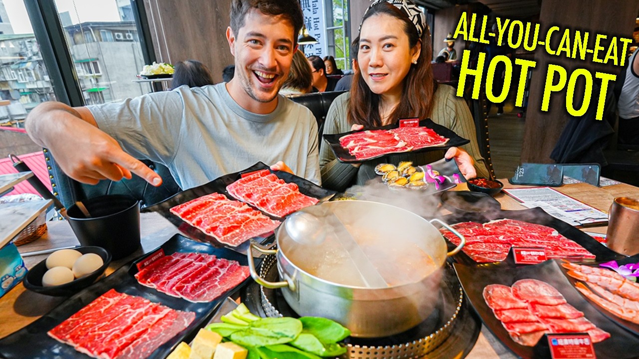 Video thumbnail for All-You-Can-Eat HOT POT in Taipei Taiwanese VIRAL Street Food Breakfast (feat. J-Lo)