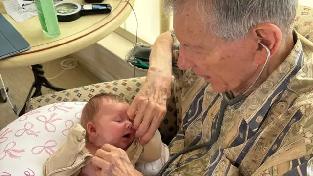 'Video thumbnail for Former Paediatrician Grandfather Checks Out Great Granddaughter'