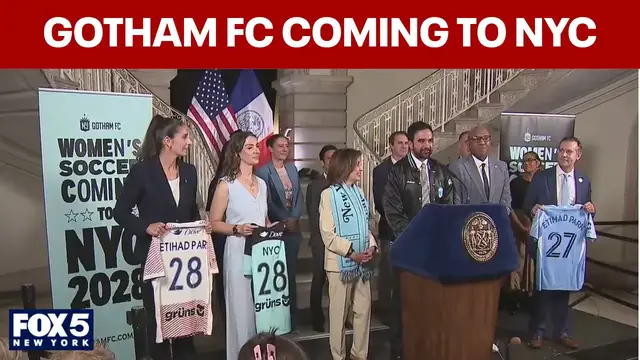 Video thumbnail for FULL: Gotham FC to move to Queens in 2028; Mamdani, Hochul join announcement
