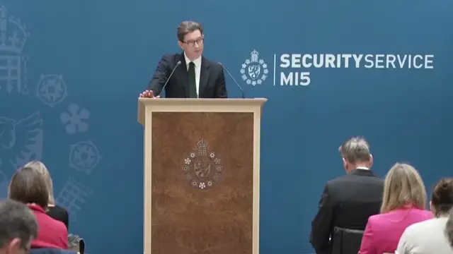 Video thumbnail for MI5 chief warns UK faces unprecedented threats from Iran and Russia