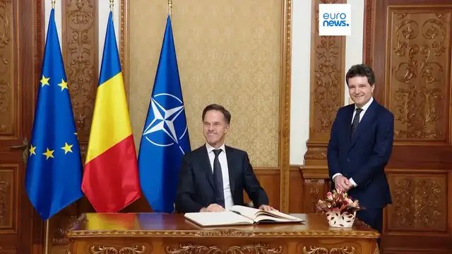 'Video thumbnail for Let's not make 'too much' of US troop withdrawal, Rutte says on Romania visit'
