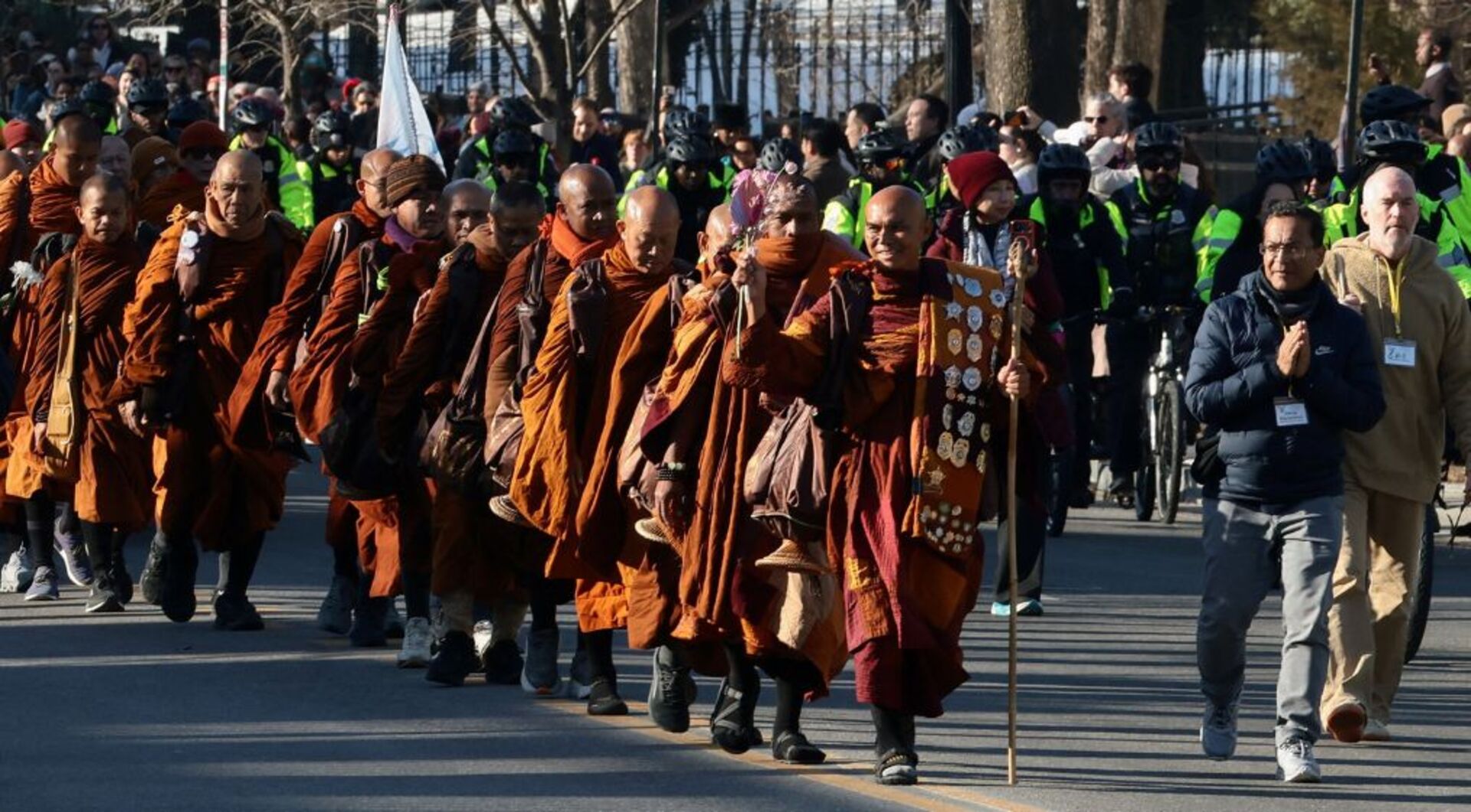 Video thumbnail for ‘Walk for Peace’: Buddhist monks arrive in in Washington after 108-day journey