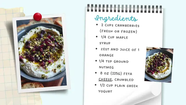 Video thumbnail for Whipped Feta Dip with Honey, Pistachios, and Cranberries – Sweet, Savory & Stunning