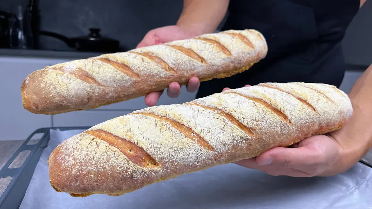 Video thumbnail for Real French baguette! An old forgotten recipe! Cooking secrets! Only 4 ingredients!