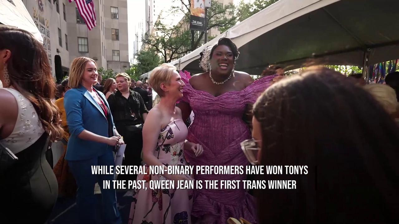Video thumbnail for NEWS OF THE WEEK: Qween Jean becomes first openly trans woman to win Tony Award.