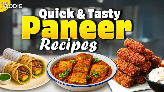 'Video thumbnail for 3 Easy Paneer Snacks | Paneer Tikka Wrap | Kurkure Paneer | Stuffed Paneer Recipe | Times Foodie'