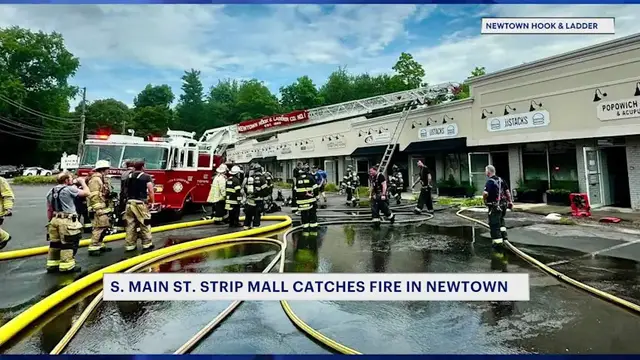 Video thumbnail for Fire damages part of Newtown strip mall