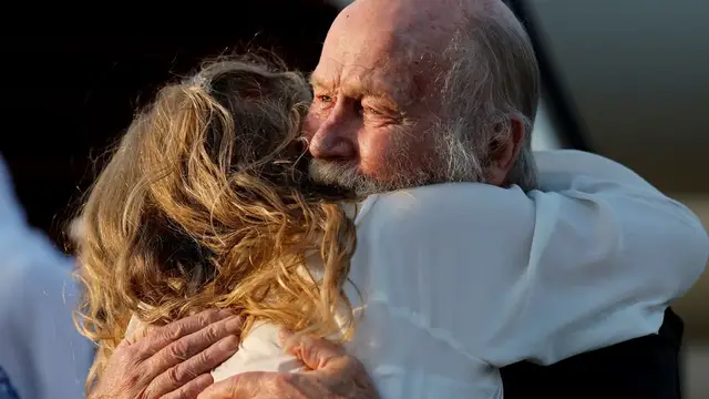 'Video thumbnail for British couple released from detention by Taliban arrive in Doha'